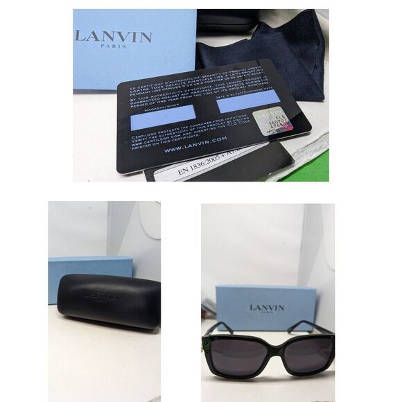 LANVIN SLN504 SLN 504 Black Sunglasses 57-16-140 col 0700 Square Tinted case - Picture 1 of 10